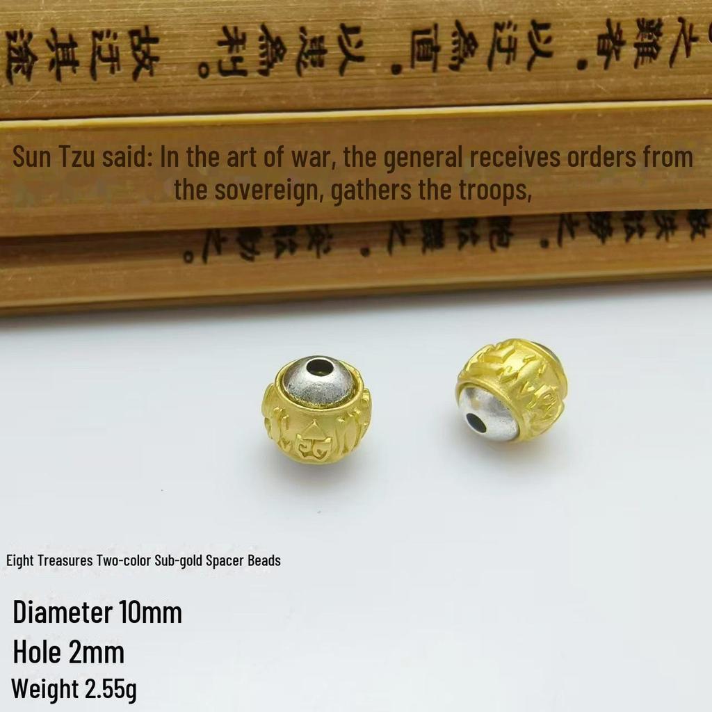 Tibetan Silver Matte Gold Six-Word Mantra Beads for DIY Buddhist Jewelry and Bracelets
