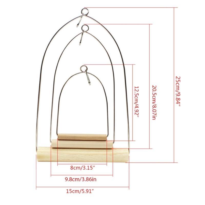Natural Wooden Pet Birds U-shaped Perch Parrots Hanging Swing Cage Stand Climbing Holder Pendant for Parakeet Macaw