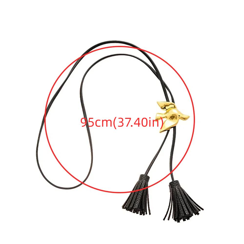 Silver Tassel Adjustable Necklace Ethnic Style PU Leather Necklace Luxury Bird Necklace  Decoration
