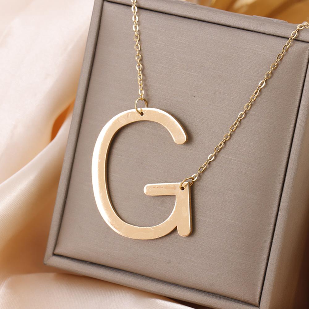 Minimalist Gold Plated Titanium Steel English Letter Pendant Necklace