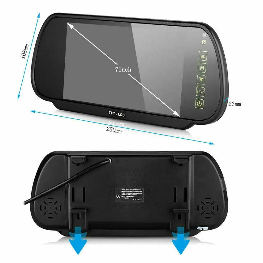 7" Rear View Backup Monitor Mirror Wireless 2.4g Reverse Camera DVR Kit For Car Truck Van