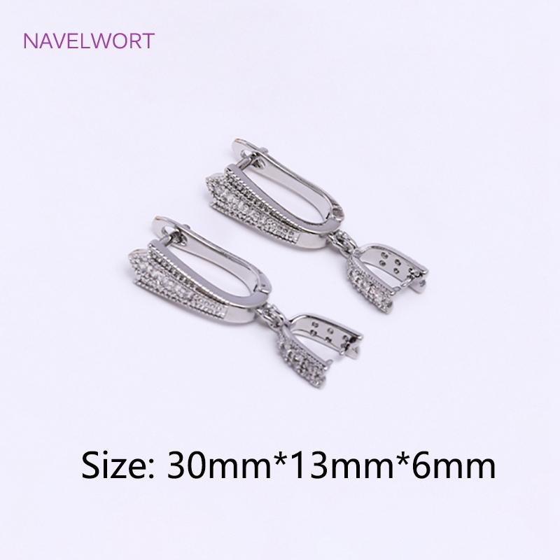 Trendy Brass Metal Inlaid Zircon U Earring Clasp Findings Earring Hook With Clamp Pinch Clip Bails,Premium Luxury Accessories
