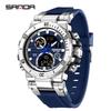 Sanda 6175 Sport Silicone Men's Watches Waterproof Quartz Analog Dual Display Fashion LED Digital Men Watches Relogio Masculino