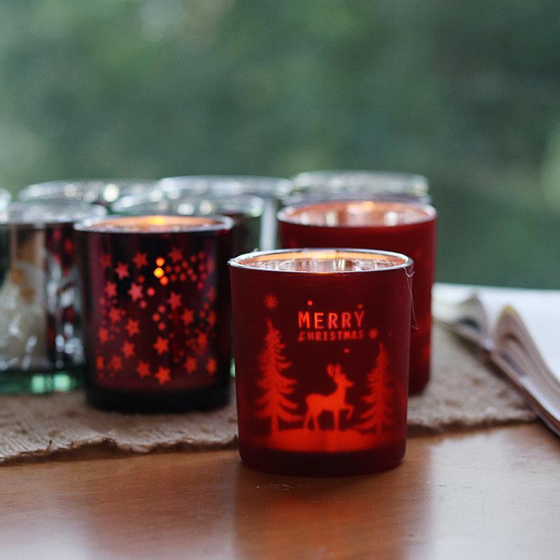 Świąteczny Kielich na Świecę Łoś Posrebrzany Świecznik Świecznik Szklany Pusty Kielich Transgraniczny Świecznik