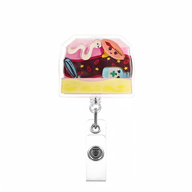 1 Stück Neues Design 1 Stück Shaker Acryl Einziehbar Krankenschwester Ausweisrolle Anime Herz Lunge Zähne Arzt Namensschild Ausweishalter Clip
