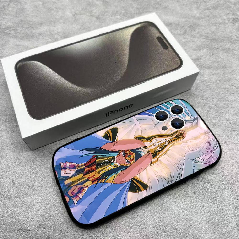 Phone Case For iPhone 17,16,15,14,13,12,Pro,Max,Plus,E,SE4,Air,Mini S-Saint Seiya Knights Zodiac Black Soft Box