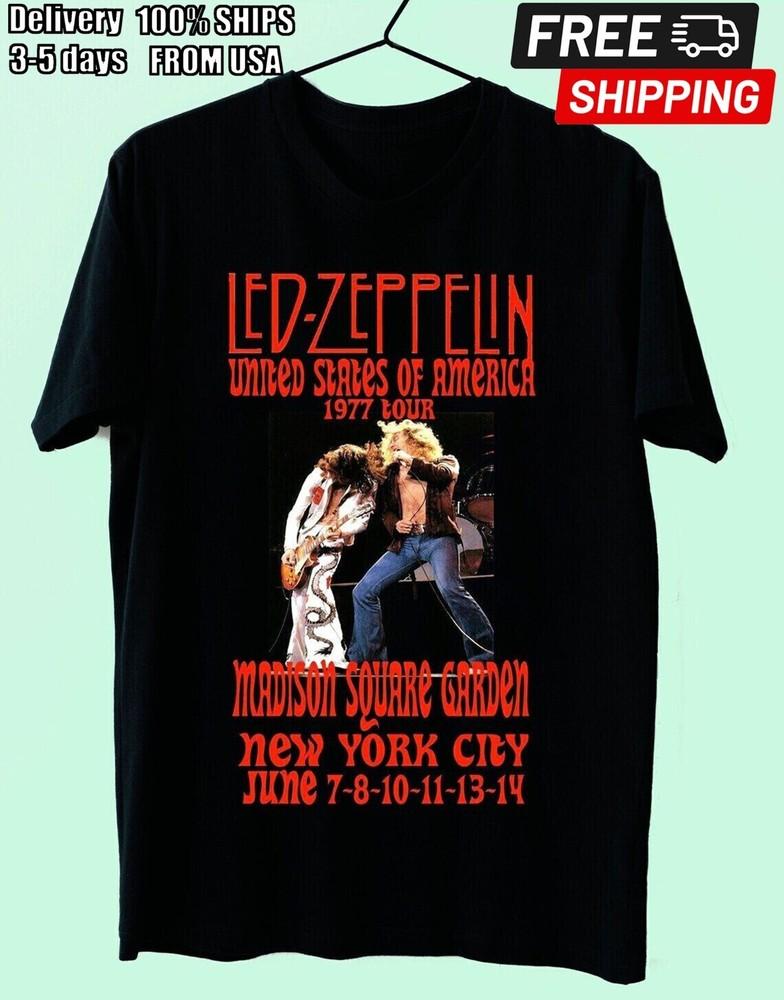Led Zeppelin Rock Band Retro 1977 Tour T-shirt Gift Fans Music XL