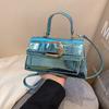 Patent Leather Handheld Small Square Bag 2024 New Texture Stone Pattern Single Shoulder Fashionable Crossbody Bag for Women