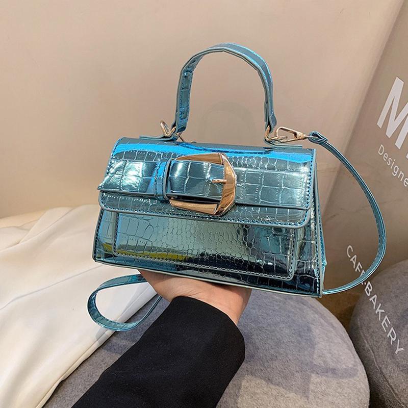 Patent Leather Handheld Small Square Bag 2024 New Texture Stone Pattern Single Shoulder Fashionable Crossbody Bag for Women