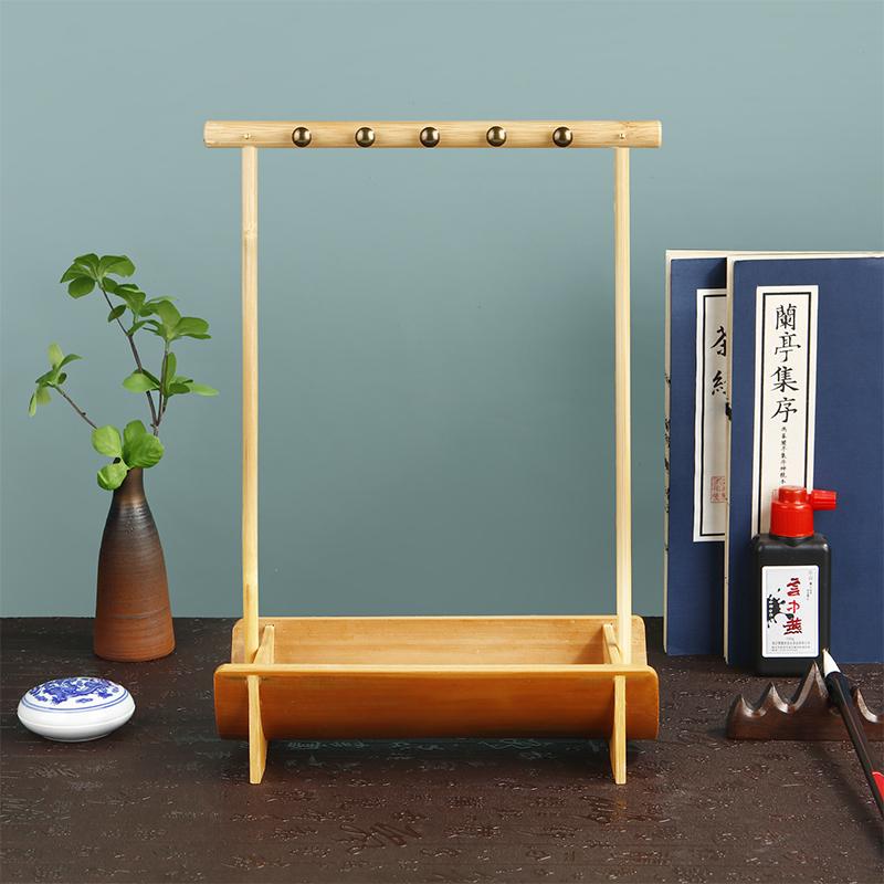 Natural Bamboo Chinese Brush Pen Holder Calligraphy Rest Ink Hanger 8/10 Needles Writing Brush Holder