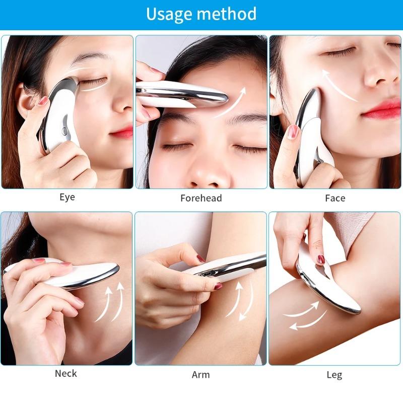 Electric Guasha Vibration Massager Facial Lifting Scraper Board Face Neck Scraping Tool Double Chin Removal Face V-Line Slimming