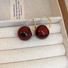 2024 Exquisite High-End Retro Silver Needle Red Heart Flower Earrings for Women