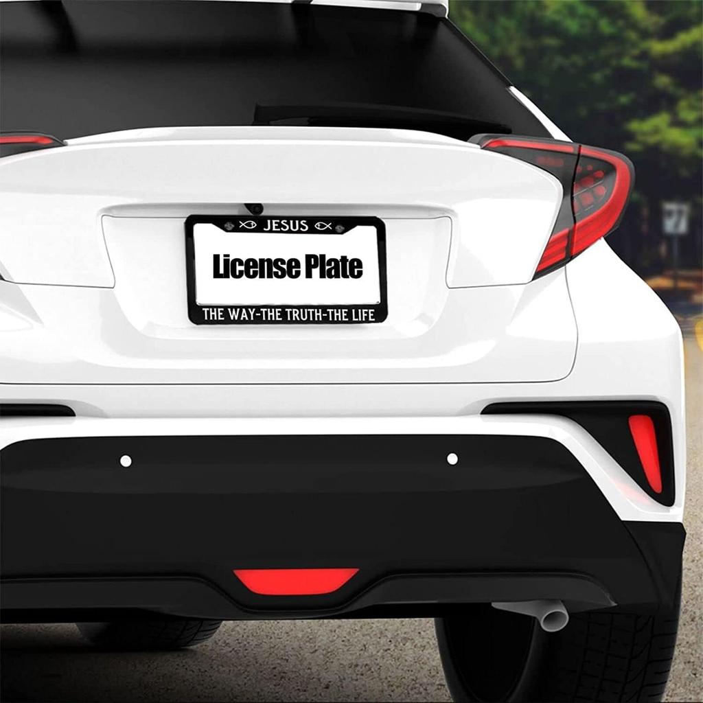 License Plate Frames, Jesus The Way The Truth The Life License Plate Cover Holder, Christian Car Accessories, Car Tag Frame, Auto Tags Cover 2 Holes