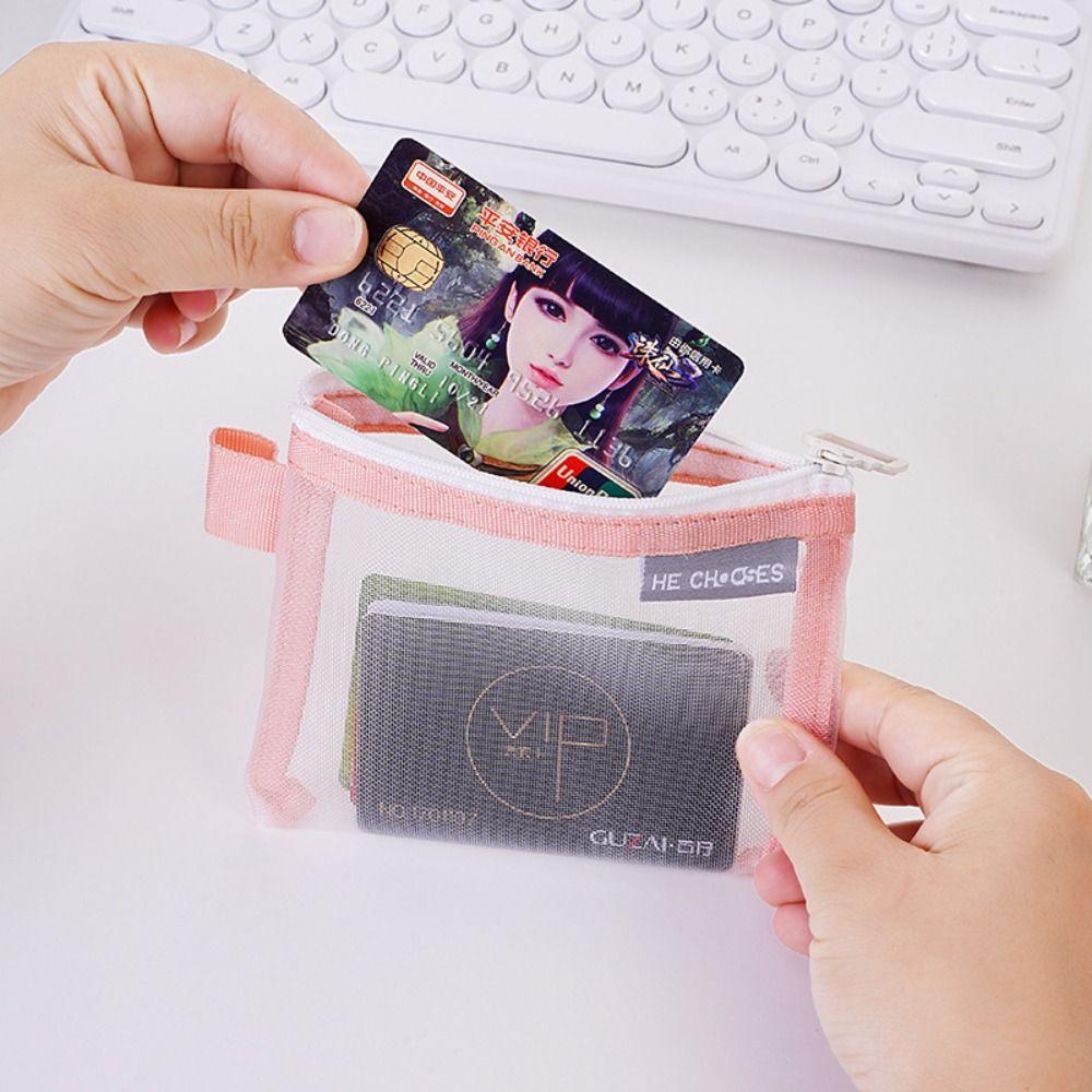 Lipstick Cosmetic Bag Clear Mesh Bag Change Storage Bag Fresh Color Card Bag Mini Coin Purse  Girl