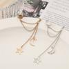 New Hiphop Clip Earrings for Women Star Moon Pendants Ear Cuff Punk Personality Gold Color Tassel Ear Clips Aretes De Mujer