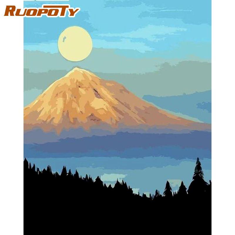 

Ruopoty City Tower DIY картина по номерам акриловая краска по номерам пейзаж настенная живопись на холсте для домашнего декора 40x50CM NO Frame