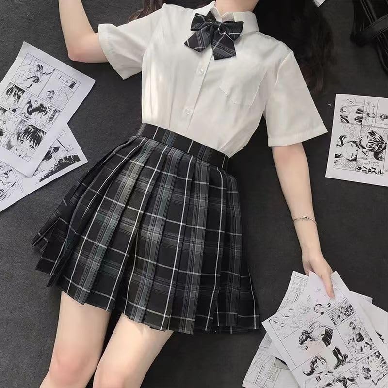 Enhetlig kjol Veckad kjol Cosplay JK Gymnasietjej Uniformset Rutig kjol Band Shoppingfest Cosplay Fotografering Nöjespark Kulturell