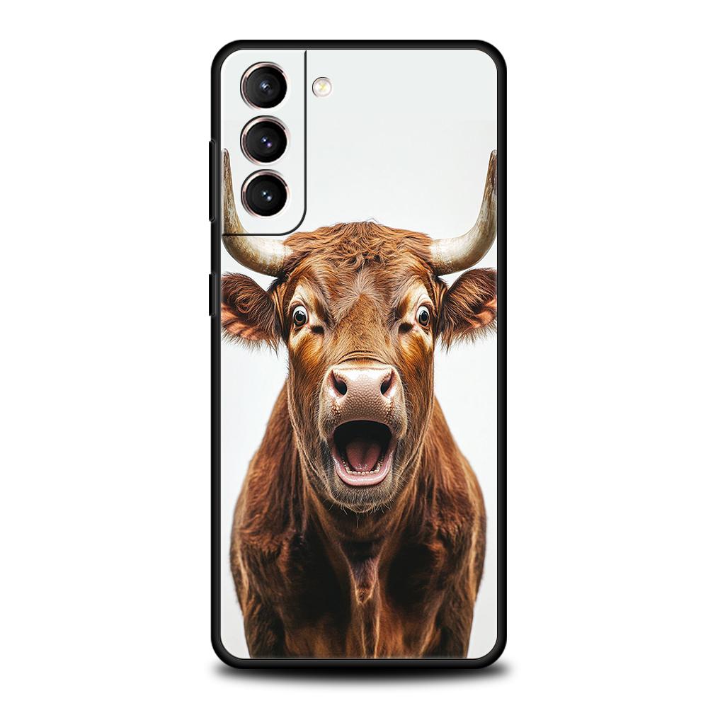 Bull Animal Phone Case For Samsung Galaxy S25 Edge S24 S23 S22 Ultra S20 S21 FE 5G S10 S9 Plus S10E Soft Cover