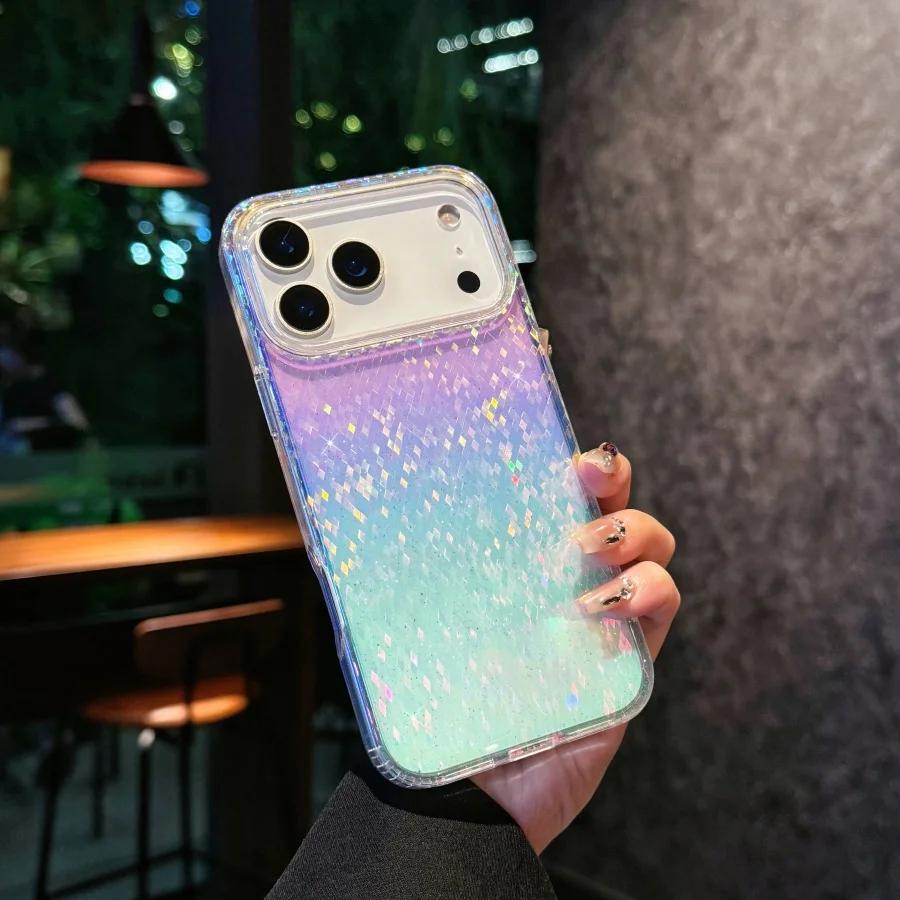 

Rainbow Gradient Sparkling Magnetic Cover for girls to use For iPhone 17 Pro Max 16e 17 15 14 13 12 11 Pro anti-drop Phone case iPhone Air