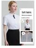 2025 Premium Women's Short-Sleeve Business Shirt with Tie Decoration - Solid Color, Dark Placket