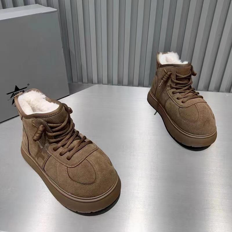 

Kapibara big head snow boots women s 2025 new winter short tube piled thickened waterproof and non-slip leather cotton shoes 40 темно-коричневого