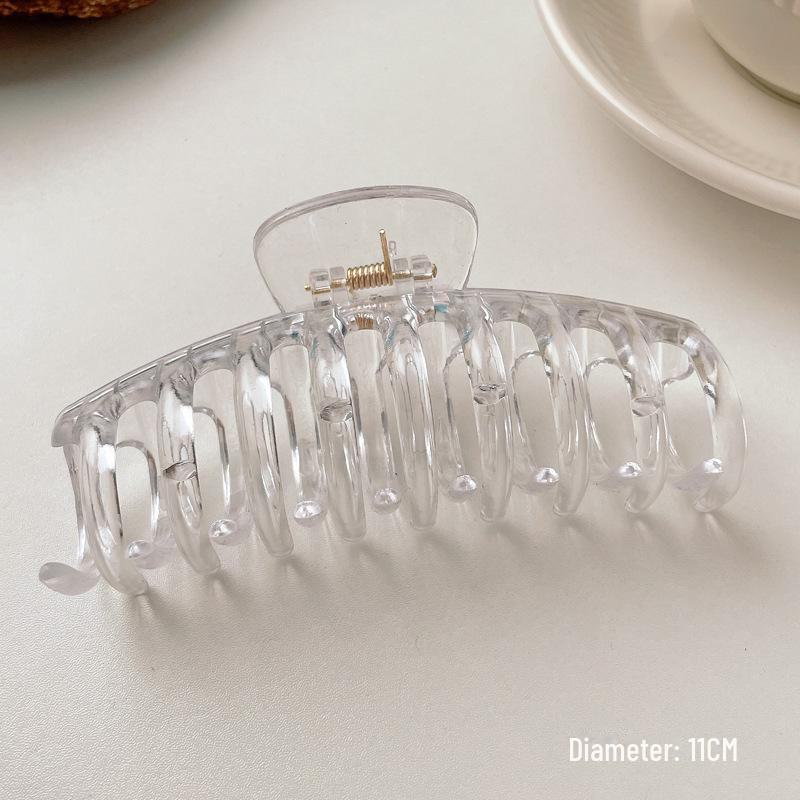 Versatile Milk Coffee Hair Clip: Large, Simple Shark Design for Women