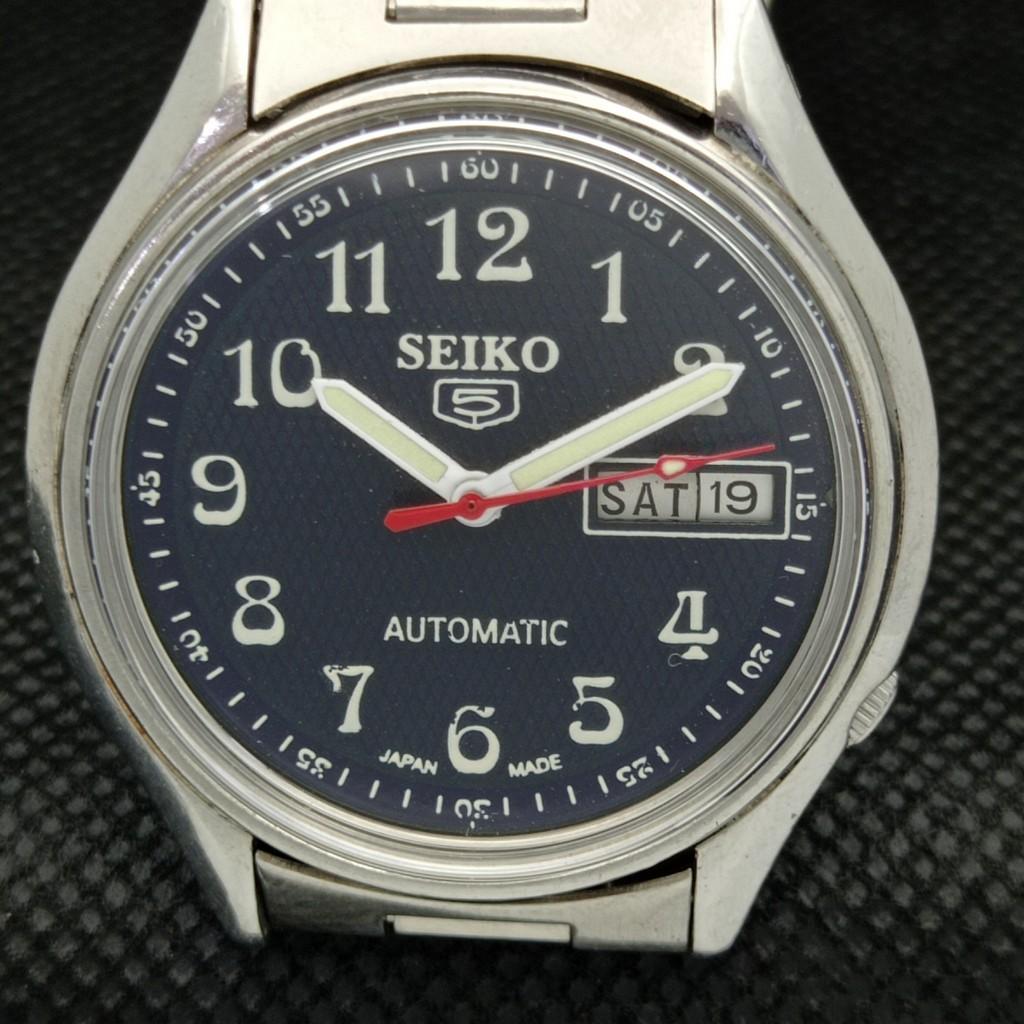 USED VINTAGE SEIKO 5 AUTOMATIC 6309A JAPAN MENS D/D BLACK WATCH 596-a312771-2 SKU596-a312771