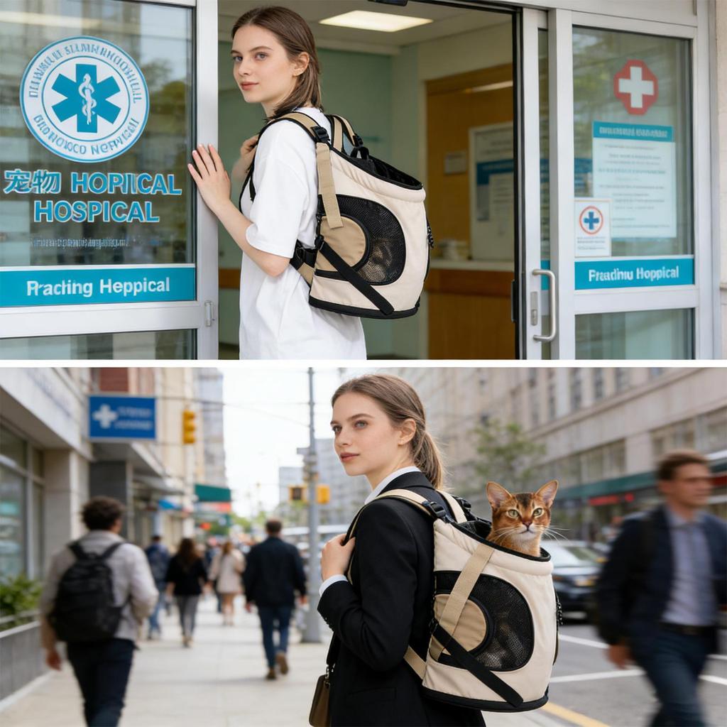 Cat Carrier Chest Bag Ergonomic Double-strap Breathable Dog Backpack Carrier Front Bag for Nail Clipping Traveling Walking
