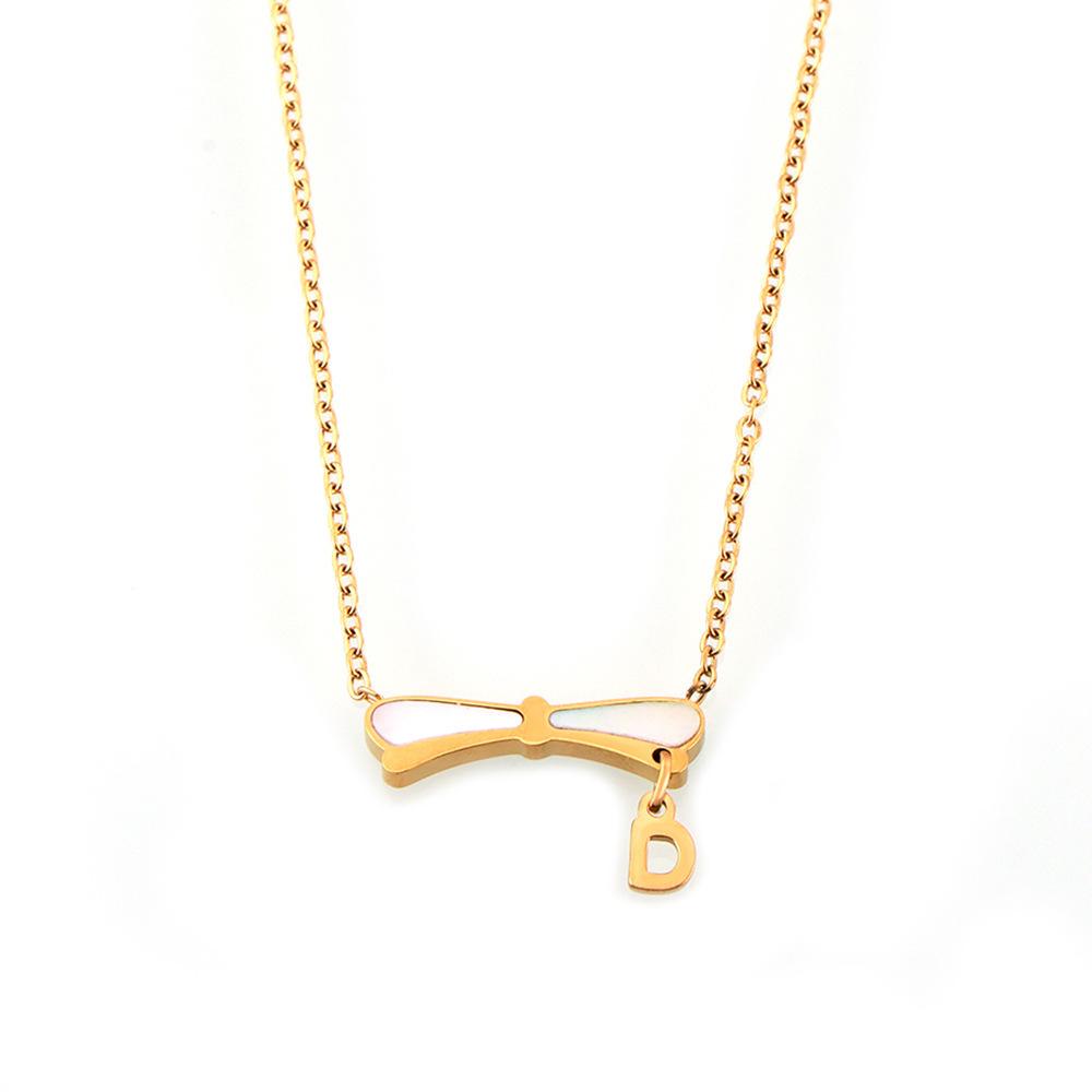 Retro Shell Bow Titanium Steel Gold-Plated Necklace Temperament Elegant Collarbone Chain Light Luxury Design Sense Necklace Decoration Women