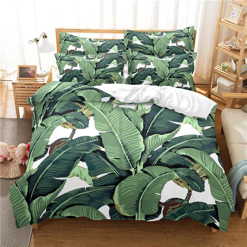 Green Duvet Cover Set Rainforest Dekbedovertrek 240x220 BedSets High Quality Super Soft Comfortable Cotton Bedding Set King Size