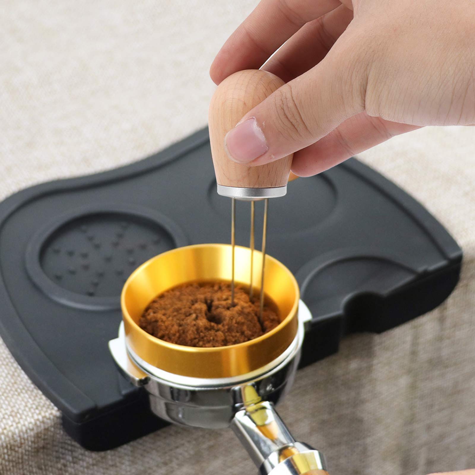 

Coffee Power Needle Wooden Handle Coffee Stirrer Distribution Tool for Home Restaurant