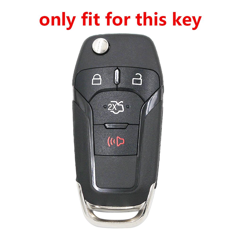 Kirtlandi Silicone Key Case Cover Holder for Ford Fusion Ka GM 2014 2015 2016 2018 2020 Flip Folding Car Key Cover Keychain Fob