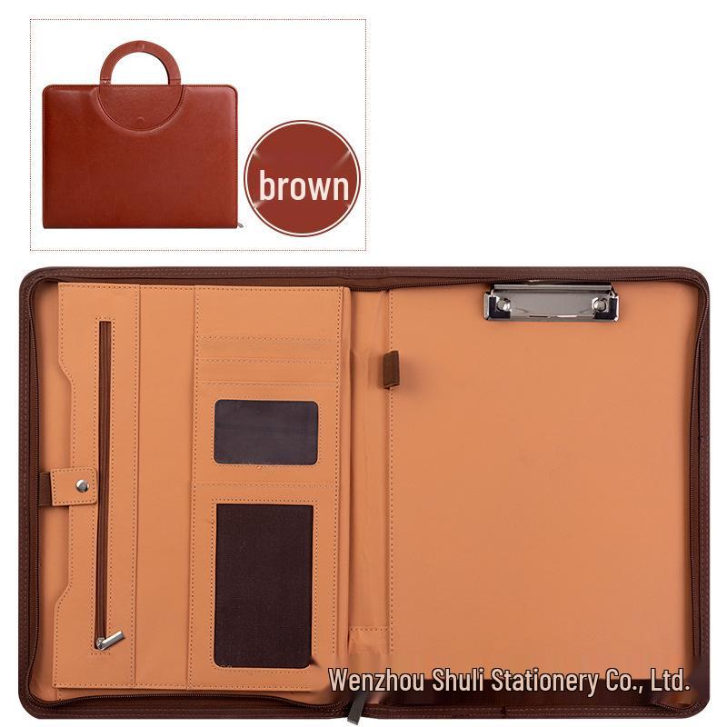 Multi-Functional A4 PU Leather Ring Binder & Zipper Handbag
