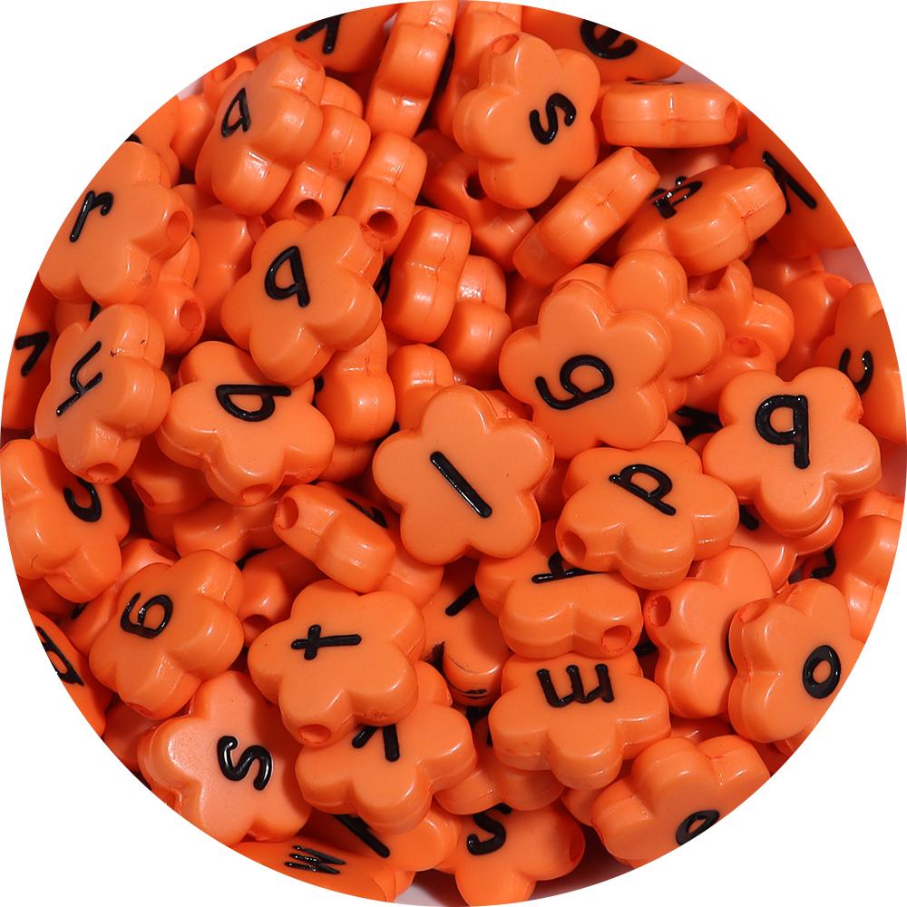 

100pcs Color Acrylic Letter Beads 11mm Flower Loose Spacer Bead for Jewelry Making DIY Friendship Bracelet Necklace Supplies оранжевый