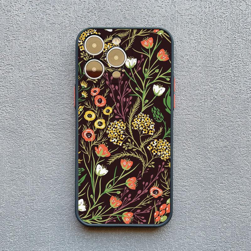 Fashion Luxury Flower Floral Funda Case for Iphone 13 12 11 Pro Max Mini 15 14 Pro Max Plus XR X XS 8 7 Plus SE Shockproof Shell