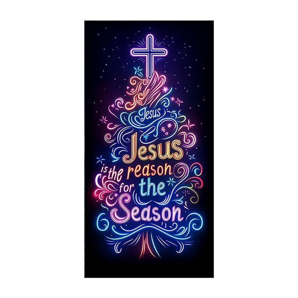 Christmas UV Fluorescent Door Banner/cover Background/holiday Party Decoration/Christmas Decorative Hanging Cloth