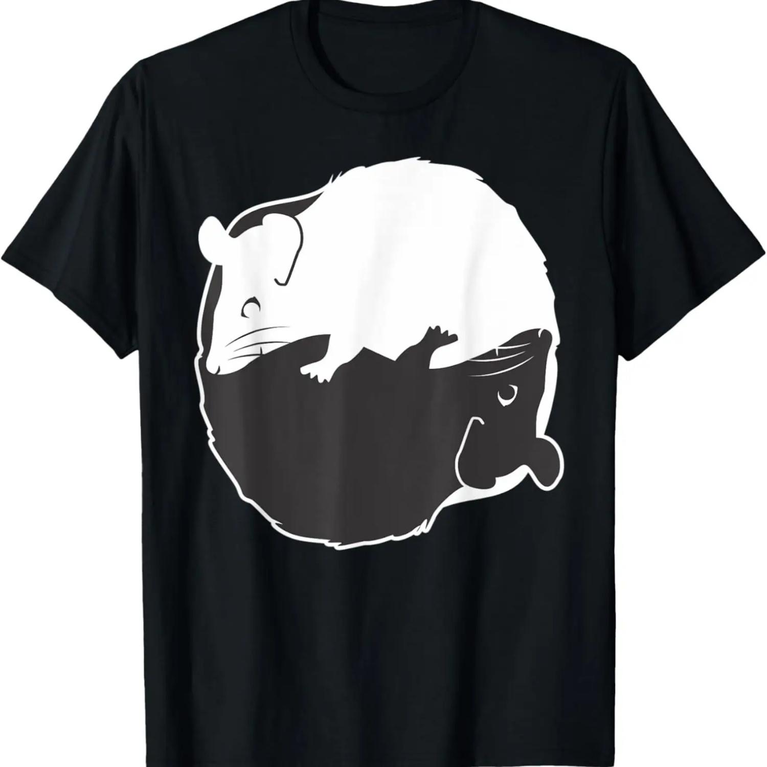Yin Yang Rat Funny Rat Lover Mouse Graphic T-Shirt S чёрный