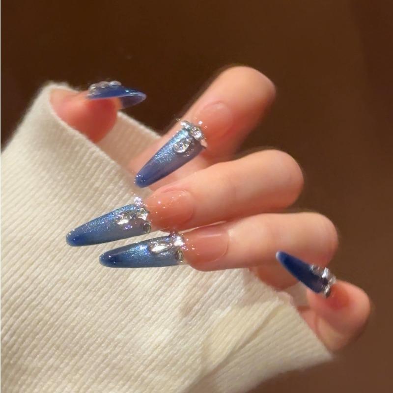 Cat's Eye Wearing Nail Pure Hand-made Nail Piece Fake Nail Wearing Nail Piece Advanced Sense Thin Dog Long