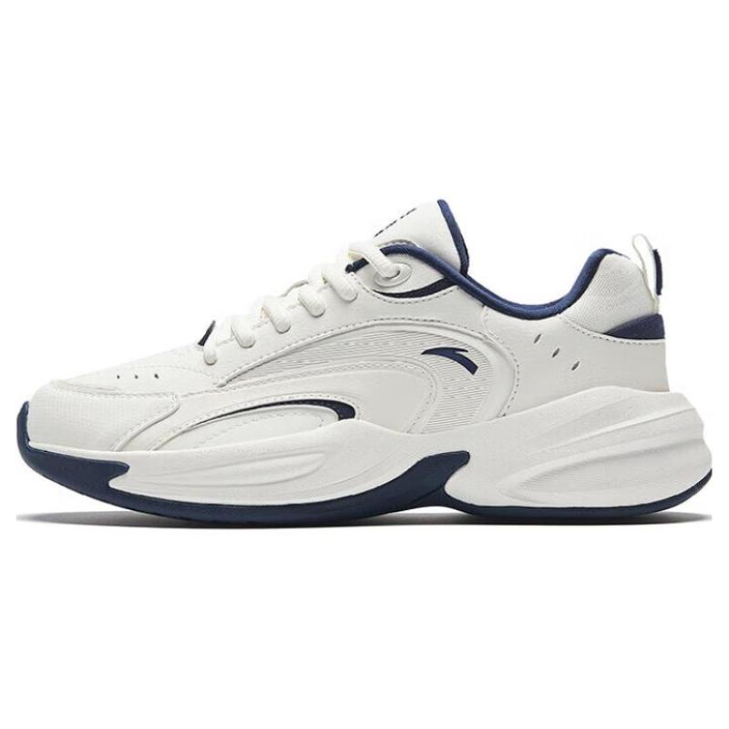 Anta ACE Textile, Synthetic Leather Vintage Abrasion Resistant Low top Chunky Sneakers Women's White Blue Sneakers 922338802-1