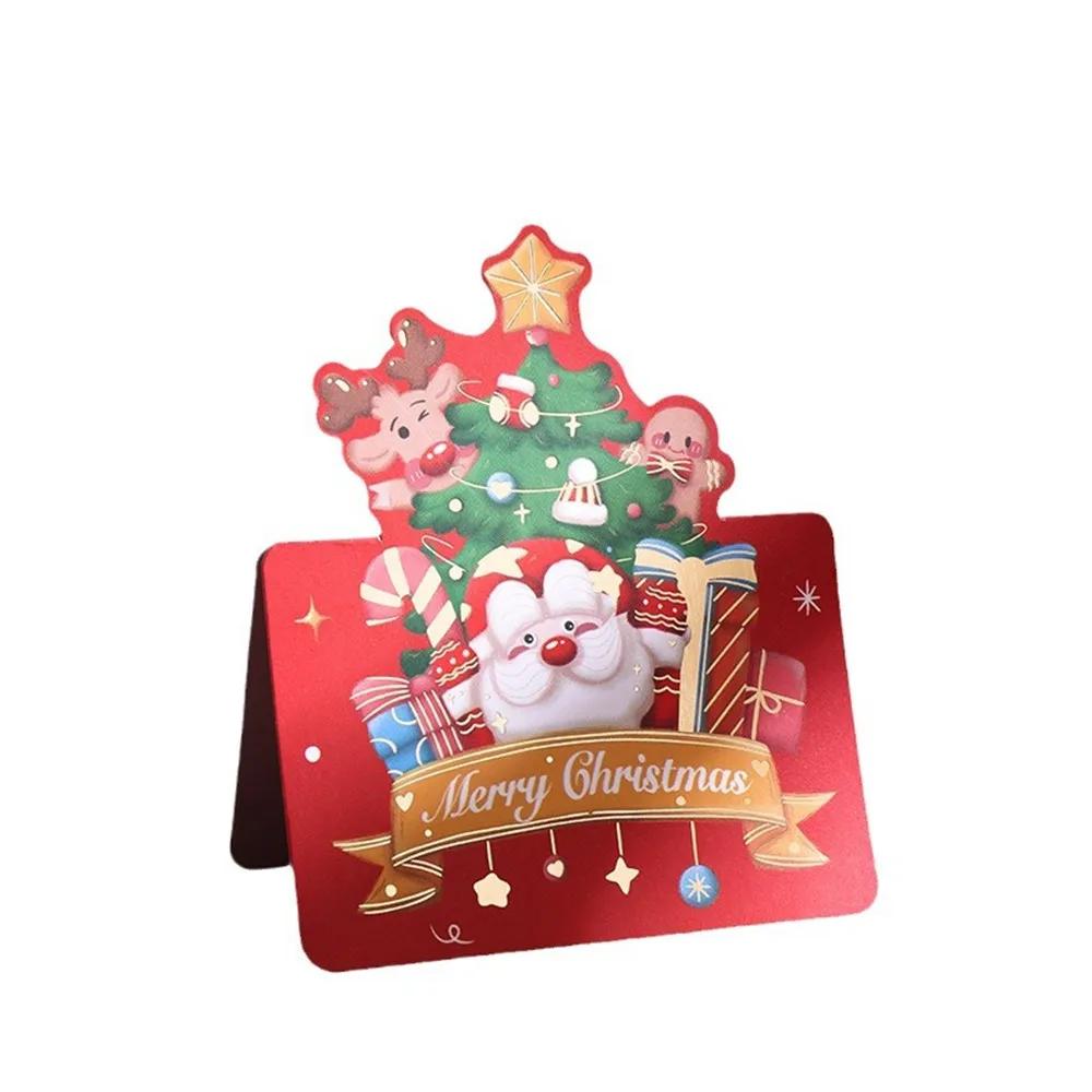 10pcs Merry Christmas Greeting Cards with Santa Claus And Snowman Custom Blank Cards for  Party Invitation New Year Gifts