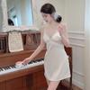 Luxury Sexy Pajamas Women's Spring and Summer New Products Generous Lace Lace Ice Silk Suspender Skirt with Chest Pad French Nightdress