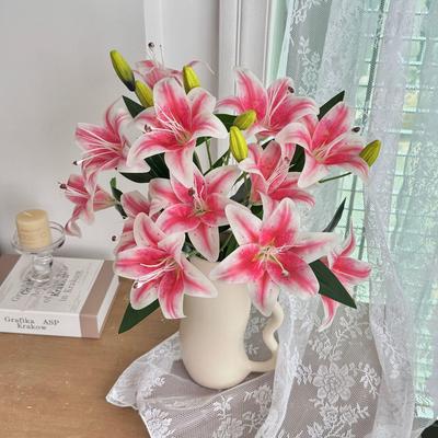 Lily Artificial Silk Flower for Living Room, Wedding, Indoor Decoration, and Photo Prop
