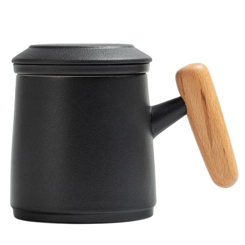 450ml Ceramic Mug Household Water Separation Cup Office Covered Filter Cup Tea Steeping Cup Drinking Utensils Teaset Accessories