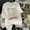 Kawaii Damen Cartoon T-Shirts Harajuku Katze Bedruckte Kurzarm Tees Paar Streetwear Lockere Kleidung Y2K Oberteile Damenbekleidung