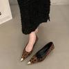 Spring new retro leopard print metal light mouth single shoes temperament suede pointed stiletto high heels