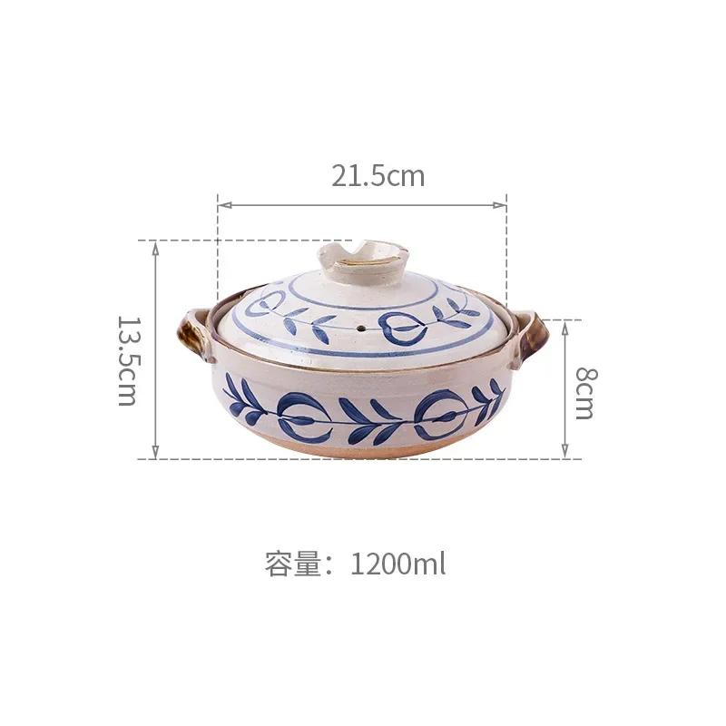 Pottery Clay Casserole Dish with Lid Japanese Style Casserole Ishinabes Cooking Cookware Kookgerei Kitchen Accessories