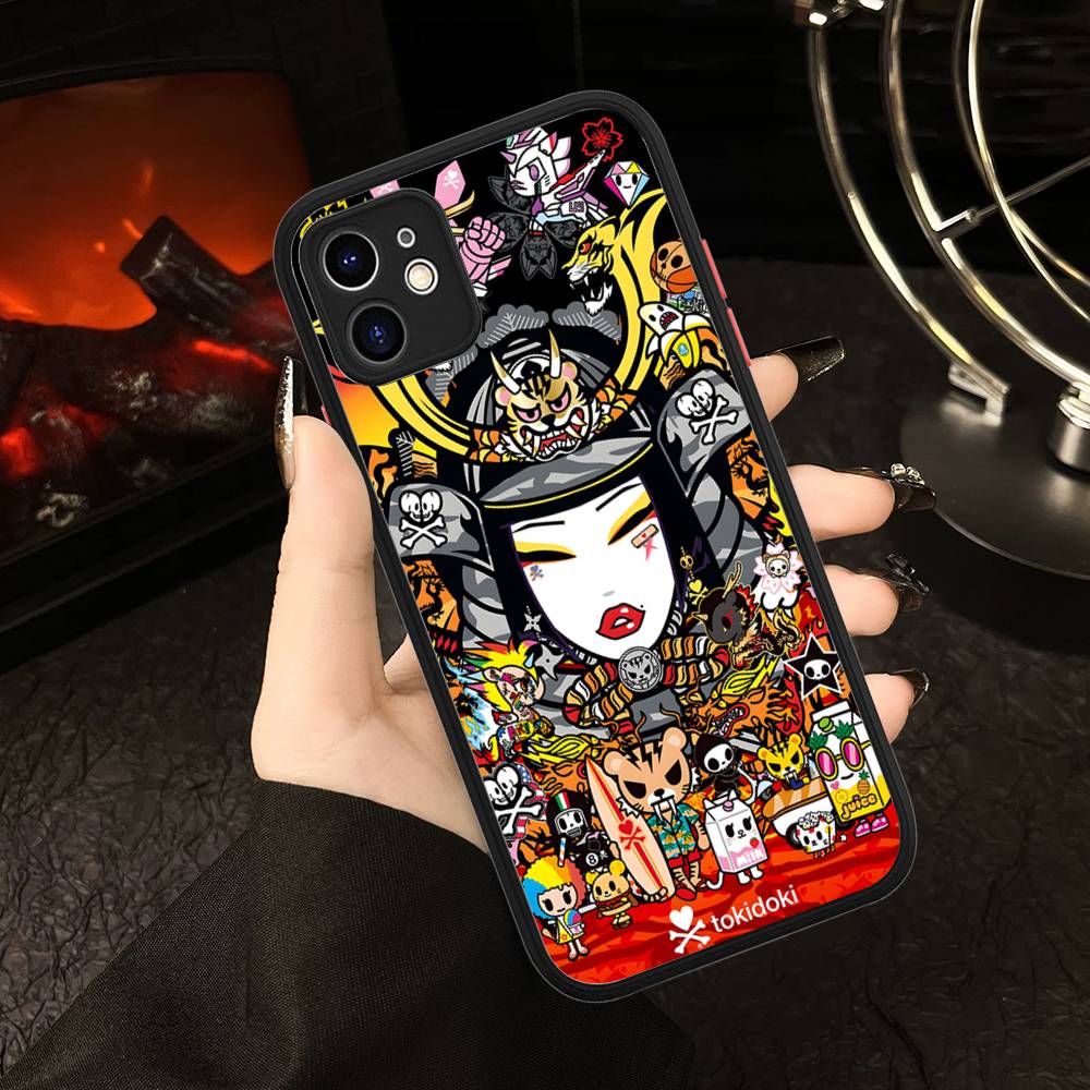 Character T-tokidoki For IPhone 16 15 14 13 12 11 Pro Max X XS MAX Plus Translucent Black Phone Cover