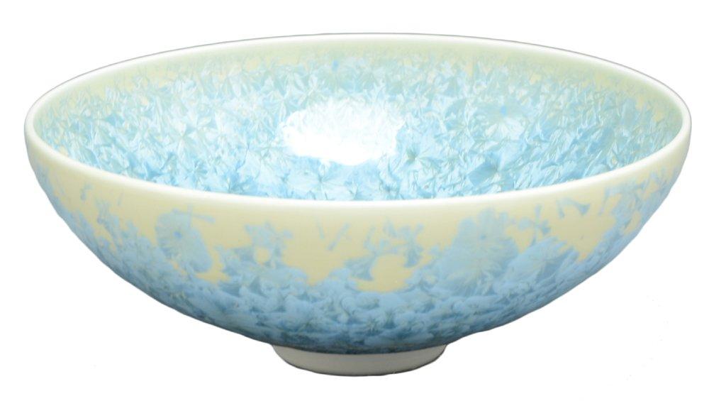 Kyo-yaki, Kiyomizu-yaki, Touan Kiln, Flat Matcha Bowl, Flower Crystal (Light Blue), Kta540