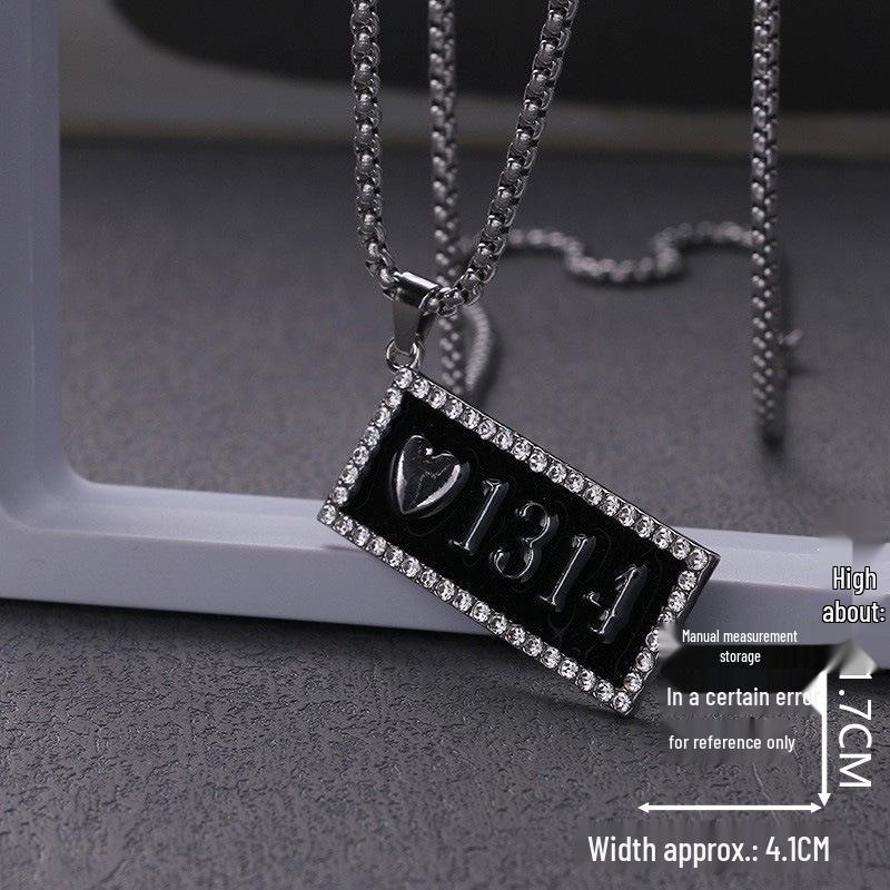 Trendy Cross-Border Rhinestone Pendant Necklace: Unisex Hip-Hop Style Stainless Steel Chain.