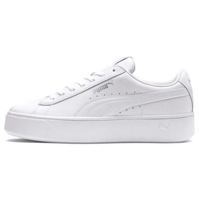 Vikky Stacked L Women Leather Low Top Skate Shoes White 369143-02